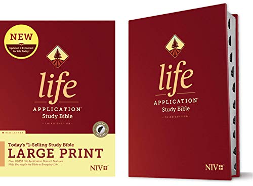 Tyndale NIV Life Application Study Bible, Third Edition, Large Print (Hardcover, Indexed, Red Letter)  New International Version  Large Print Study Bible for Enhanced Readability