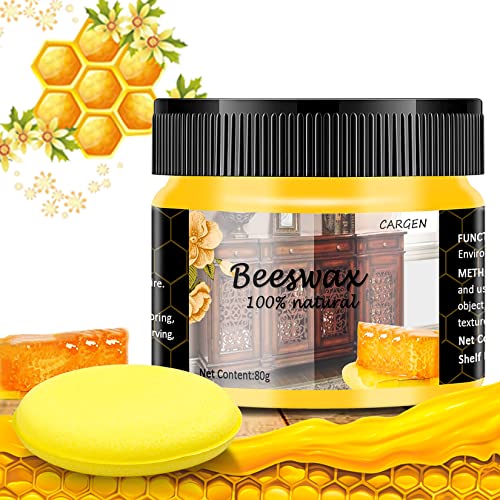 CARGEN Beeswax Furniture Polish, Wood Seasoning Beeswax for Furniture Wood Polish for Floor Tables Chairs Cabinets for Home Furniture to Protect and Care 1pcs Wood Wax and Sponge Christmas Gifts
