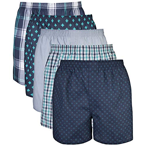 Gildan Men's Underwear Boxers, Multipack, Assorted Navy (5-Pack), Large