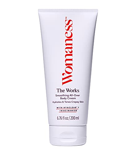 Womaness The Works Smoothing All-Over Body Cream - Menopause Support Skincare Hydrating Body Lotion & Toning Crepey Skin Treatment - Niacinamide & Hyaluronic Acid Skin Tightening Cream (200ml)