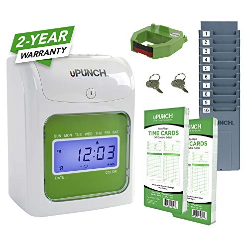 uPunch Starter Time Clock Bundle with 100-Cards, 1 Time Card Rack, 1 Ribbon & 2 Keys (HN1500)