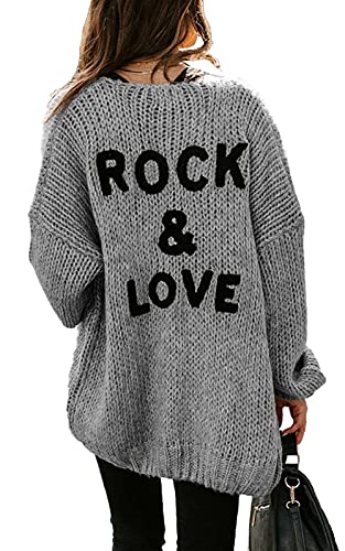 PRETTYGARDEN Womens Solid Color Long Sleeve Cardigan Casual Soft Knit Sweaters Draped Open Front CardiganSweaters Coats (Grey, Small, s)