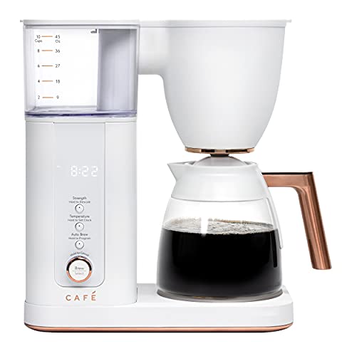 Caf Specialty Drip Coffee Maker | 10-Cup Glass Carafe | WiFi Enabled Voice-to-Brew Technology | Smart Home Kitchen Essentials | SCA Certified, Barista-Quality Brew | Matte White