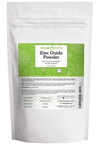 Sky Organics Zinc Oxide Powder for Body, 100% Pure Non-Nano & Uncoated for DIY, 16 Oz.