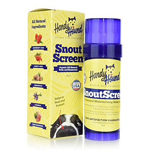 Handy Hound SnoutScreen - All-Natural Organic Vet-Recommended Dog Nose balm and Paw Balm with Natural Sunscreen - Made in the USA Protect Your Dog from Harmful UVA/UVB Rays - 2 oz