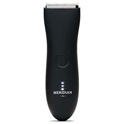 Meridian - The Trimmer - Electric Body & Pubic Hair Trimmer - Waterproof and Cordless for Wet/Dry Use - Painlessly Remove Hair to Feel Fresh Down There - for Men & Women - 90 Min Battery Life - Onyx