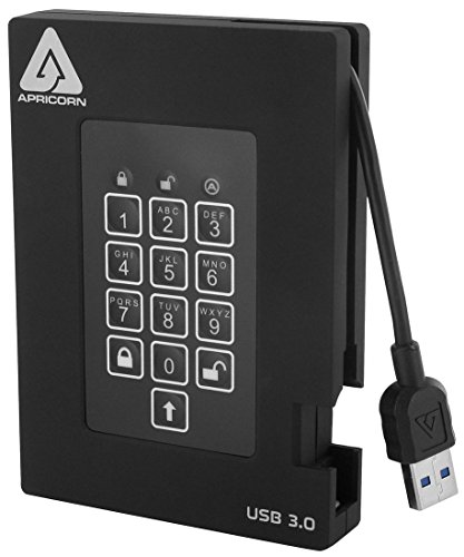 Apricorn 2TB Aegis Padlock Fortress FIPS 140-2 Level 2 Validated 256-Bit Encrypted USB 3.0 Hard Drive with PIN Access (A25-3PL256-2000F)