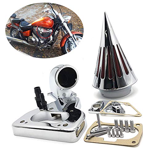 HTTMT MT234-CHROME Intake Spike Air Cleaner Kits Compatible with 2002-2009 Vtx 1800 R S C N F Chrome