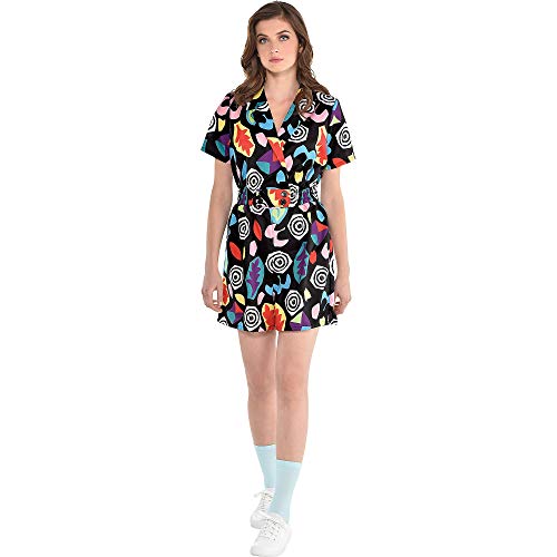 Party City Stranger Things Eleven Halloween Costume Adult Size Small/Medium, with Colorful Short-Sleeve 1980's Romper