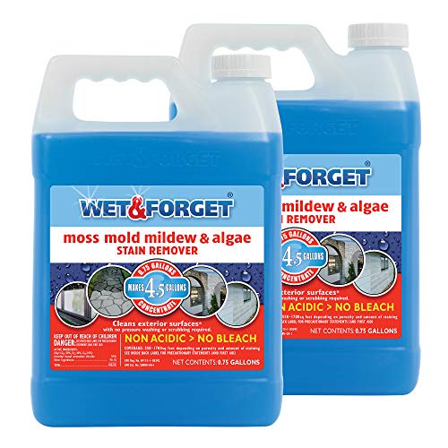 Wet and Forget Moss, Mold, Mildew & Algae Stain Remover, .75 Gallon Concentrate Makes 4.5 Gallons - 2 Pack