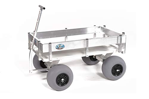 Big Kahuna Beach Wagon-Large Solid Aluminum Deck, Aluminum-Balloon Tires-Rod Holders-No Rust-Walls-Made in USA