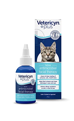 Vetericyn Plus Feline Facial Therapy | Healing Aid and Skin Repair for Different Cat First Aid Needs, Including Cat Acne, Cat Ear and Eye Problems. 2 Ounces