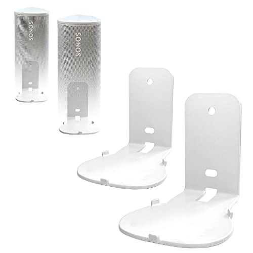 EMAQUIN Wall Mount Bracket for Sonos Roam/Sonos Roam SL (Sturdy Metal,Durable Paint Finish,Easy Install on The Wall,Compatible with Sonos Roam and Sonos Roam SL,Pair Set, White)