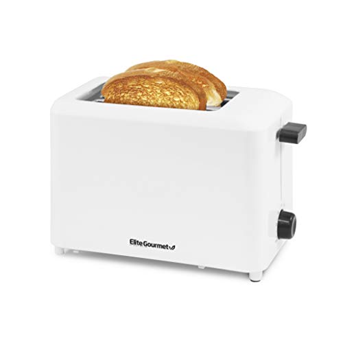 Elite Gourmet ECT-1027 Cool Touch Toaster, 7 Toast Settings Cancel Functions, Slide Out Crumb Tray, Extra Wide 1.5" Slots for Bagels Waffles Specialty Breads, Puff Pastry, Snacks, White