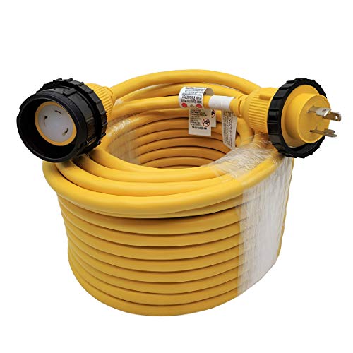 Parkworld RV Shore Power Extension Cord, NEMA L5-30 Twist Lock 30A Extension Cord, Female with Seal Collar, Yellow (100FT)