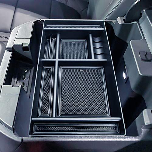 JKCOVER Center Console Organizer Tray Compatible with (2019-2022) Chevy Silverado 1500/GMC Sierra 1500 and 2020 2021 2022 Silverado/Sierra 2500/3500 HD - Full Console w/Bucket Seats ONLYBlack Trim