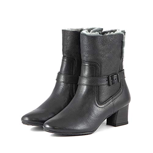 Bussola, Beatrice Shearling Heeled Boot, Dozza Black, 39