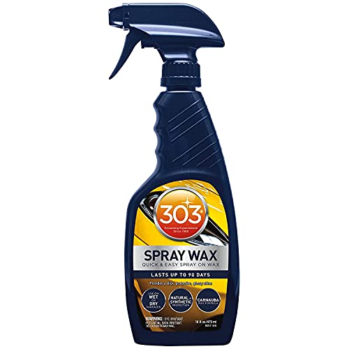303 Spray Wax - Quick And Easy Spray On Wax - Lasts Up To 90 Days - Use On Wet Or Dry Surfaces - Natural And Synthetic Protection - Carnauba Wax Formulation, 16 fl. oz. (30217CSR) Packaging May Vary