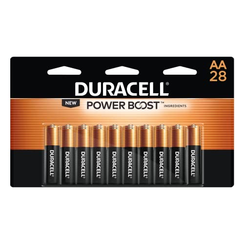 Duracell Coppertop AA Batteries with Power Boost Ingredients, 28 Count Pack Double A Battery with Long-lasting Power, Alkaline AA Battery for Household and Office Devices