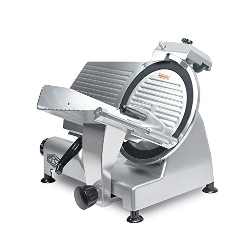 KWS MS-12NT Premium Commercial 420w Electric Meat Slicer 12-Inch Non-sticky Teflon Blade, Frozen Meat/Cheese/Food Slicer Low Noises Commercial and Home Use [ ETL, NSF Certified ]