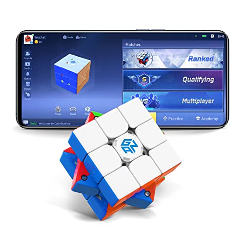 GAN 356 i 3 Stickerless Speed Cube, 3x3 Smart Cube 356 i3 Gans Magnetic Cube Intelligent Tracking Timing Movements Steps with CubeStation App Gan Cube Puzzle Toys(GAN Robot not Included)