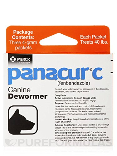 Panacur C Canine Dewormer Dogs 4 Gram Each Packet Treats 40 lbs (3 Packets) (Tw k)