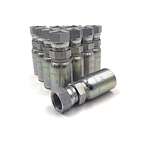 (10-Pack) FJX-08-08 | 1/2" Hose x 1/2" JIC 37 Female Hydraulic Hose End Swivel Crimp Fitting