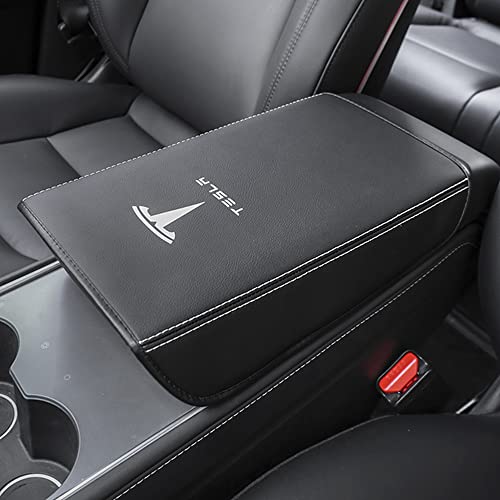 LANFAT Car Armrest Cover for Tesla Model 3 Model Y PU Leather Center Console Protector Pad Automobile Waterproof Armrest Box Mat for Model 3 2017-2023 Model Y 2020-2022 2023 Interior Decor Accessories