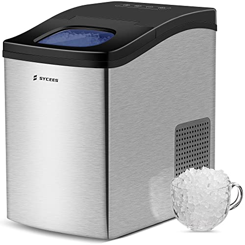 SYCEES Nugget Ice Maker Countertop, Pellet Ice Ready in 10 Mins, 33Lbs/24H Sonic Ice Maker, 5Lbs Storage Capacity, Self-Cleaning Pebble Ice Maker Machine for Home Kitchen Office