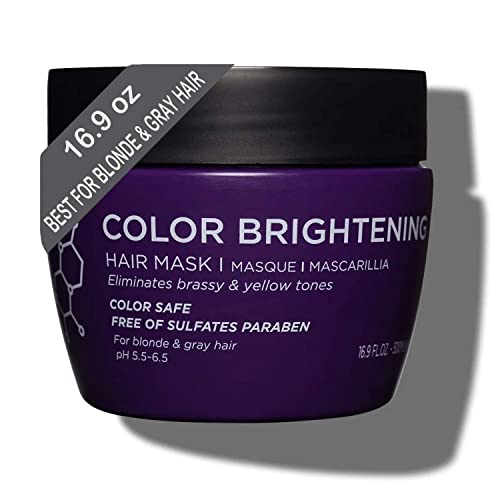 Luseta Purple Hair Mask 16.9 Oz, Deep Conditioner for Color Treated Hair- Biotin, Hydrolyzed Collagen & Keratin - Neutralizes Unwanted Yellow Tones and Removes Brassine, for Blond and Gray hair, Sulfate & Paraben Free