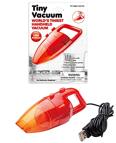 World's Tiniest Vacuum - USB Powered, Strong Suction Power, Includes Brush Attachment