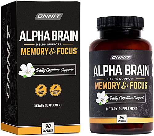 Onnit Alpha Brain Premium Nootropic Brain Supplement, 90 Count, for Men & Women - Caffeine-Free Focus Capsules for Concentration, Brain & Memory Support - Brain Booster Cat's Claw, Bacopa, Oat Straw