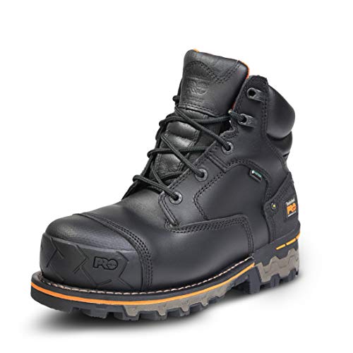 Timberland PRO Men's Boondock 6 Inch Composite Safety Toe Waterproof Industrial Work Boot, Black Full Grain Leather, 14 Wide