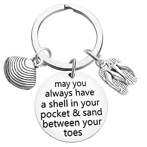 Beach Gift Keyring Beach Lover Gift May You Always Have a Shell in Your Pocket and Sand Between Your Toes Beach Keyring Gift for Teen Men Women for Holiday Summer Vacation Gift Keyring