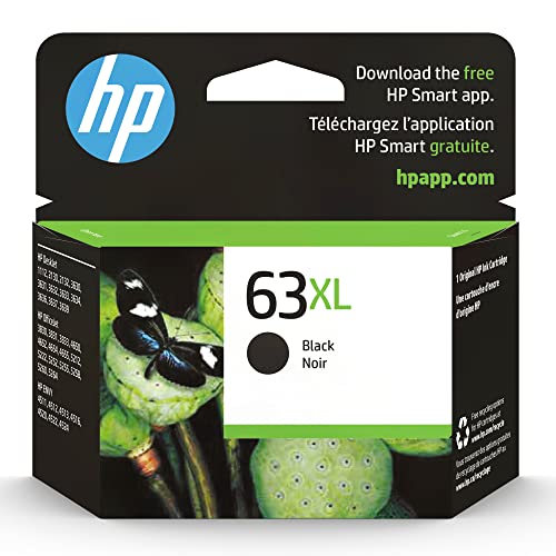 Original HP 63XL Black High-yield Ink Cartridge | Works with HP DeskJet 1112, 2130, 3630 Series; HP ENVY 4510, 4520 Series; HP OfficeJet 3830, 4650, 5200 Series | Eligible for Instant Ink | F6U64AN