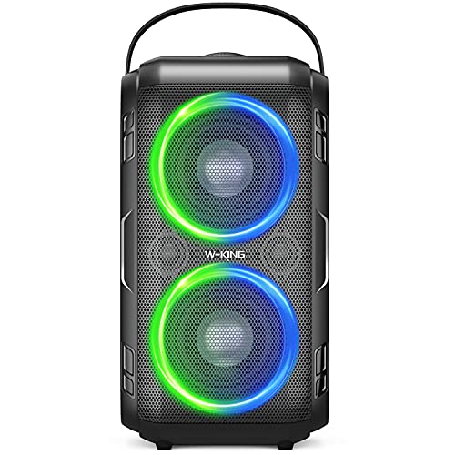 W-KING 80W Bluetooth Speaker Loud, Super Rich Bass, Huge 105dB Sound Portable Party Speakers, Mixed Color LED Lights, 12000mAH Battery, Bluetooth 5.0, USB Playback, TF Card, Non-Waterproof