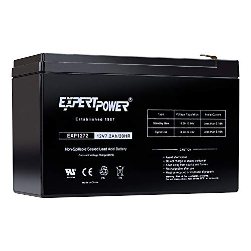 ExpertPower 12V 7.2AH Sealed Lead Acid (SLA) Rechargeable Battery for Security Alarm System With F2 Terminals || EXP1272