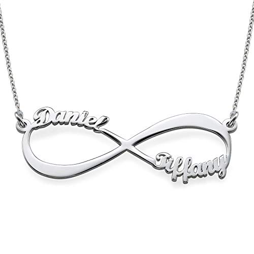 MyNameNecklace Personalized Infinity Couples Name Necklace - Eternal Love Jewelry with 2 Names (Sterling Silver)