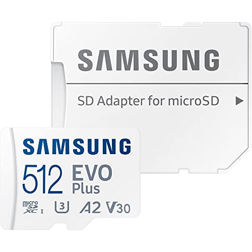 SAMSUNG EVO Plus w/ SD Adaptor 512GB Micro SDXC, Up-to 130MB/s, Expanded Storage for Gaming Devices, Android Tablets and Smart Phones, Memory Card, MB-MC512KA/AM, 2021