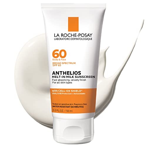 La Roche-Posay Anthelios Melt-In Milk Body & Face Sunscreen SPF 60, Oil Free Sunscreen for Sensitive Skin, Sport Sunscreen Lotion, Sun Protection & Sun Skin Care, Oxybenzone Free