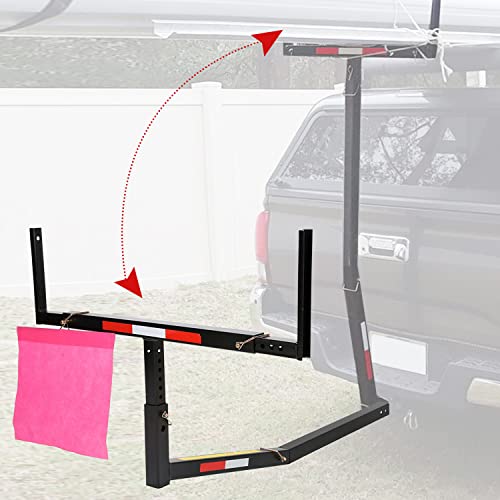 ECOTRIC Pick Up Truck SUV Bed Hitch Mount Extender Extension Rack Lumber Ladder Canoe Boat Kayak Long Pipes w/Flag 750lbs