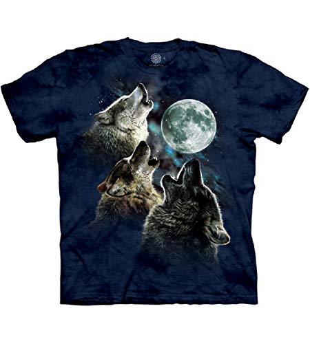 The Mountain Three Wolf Moon In Blue Adult T-Shirt, Blue, Large