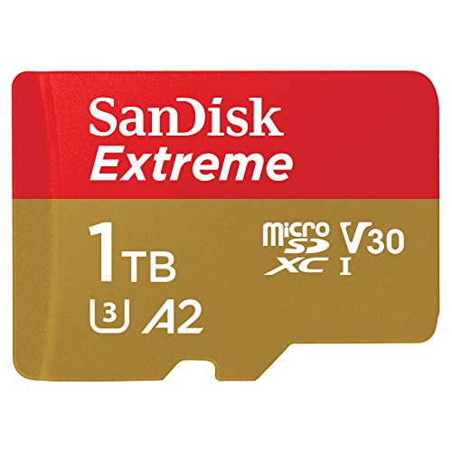 SanDisk 1TB Extreme microSDXC UHS-I Memory Card with Adapter - Up to 190MB/s, C10, U3, V30, 4K, 5K, A2, Micro SD Card- SDSQXAV-1T00-GN6MA