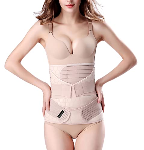 3 in 1 Postpartum Support - Recovery Belly/waist/pelvis Belt Shapewear Slimming Girdle, Beige, One Size