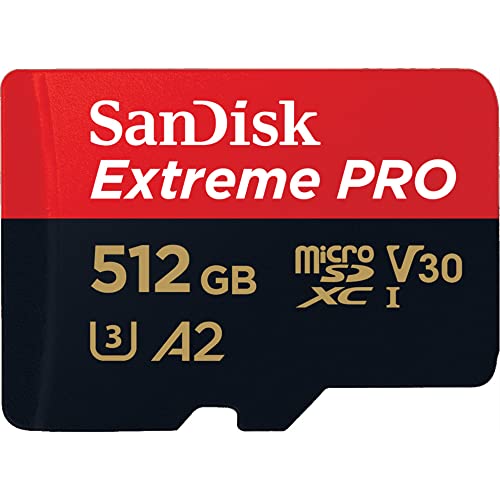 SanDisk 512GB Extreme Pro MicroSD Memory Card with Adapter Works with GoPro Hero 10 Black Action Cam U3 V30 4K A2 Class 10 SDSQXCZ-512G-GN6MA Bundle with 1 Everything But Stromboli Micro Card Reader