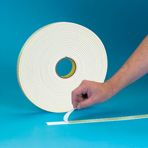 3M TALC Double Coated Urethane Foam Tape 4008, Off White, 1/2 in x 36 yd, 125 mil