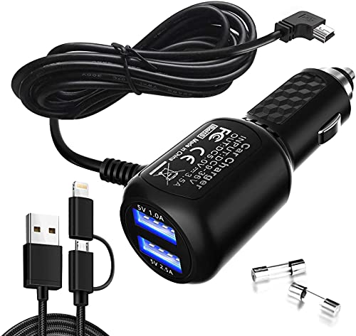 Car Charger for Garmin Nuvi,Garmin car Charger,Garmin nuvi car Charger,Garmin GPS Charger Cable,Mini USB Power Cord Cable Dual Port USB Vehicle Power Charging Cable Cord for Garmin Nuvi C255 Dashcam