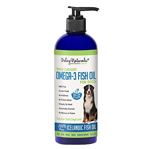 Wild Caught Fish Oil for Dogs - Omega 3-6-9, GMO Free - Reduces Shedding, Supports Skin, Coat, Joints, Heart, Brain, Immune System - Highest EPA & DHA Potency - Only Ingredient is Fish - 16 oz