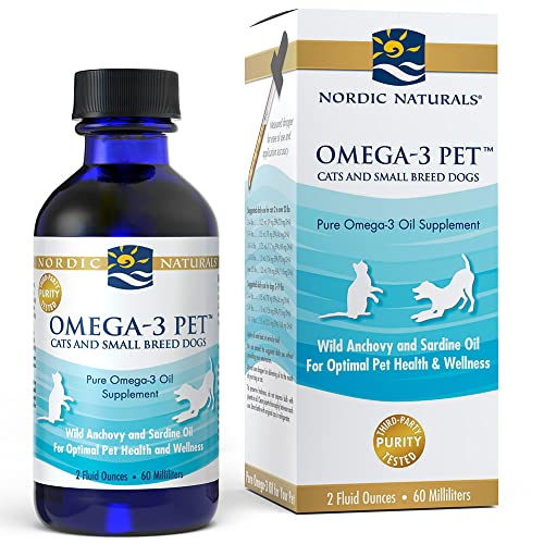 Nordic Naturals Omega-3 Pet, Unflavored - 2 oz - 304 mg Omega-3 Per One mL - Fish Oil for Small Dogs & Cats EPA & DHA - Promotes Heart, Skin, Coat, Joint, & Immune Health