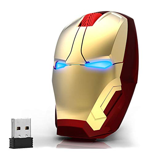 Ergonomic Wireless Mouse, Cool Iron Man Mouse 2.4G Portable Mobile Computer Mouse with USB Nano Receiver for Notebook, PC, Laptop, Computer, MacBook, Responds up to 50 ft